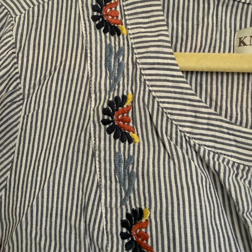 Knox Rose Blue and White Striped Embroidered Women's Mini Dress XXL - Picture 3 of 5